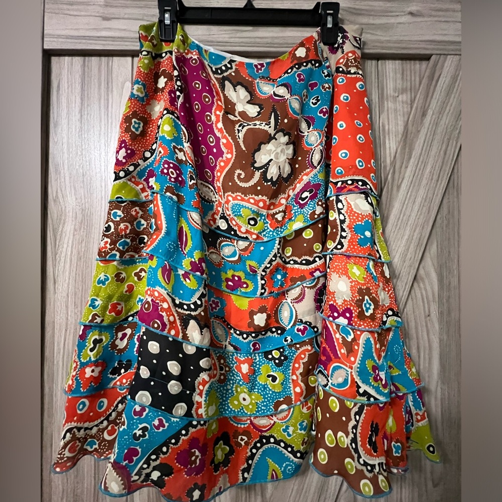 Multicolor Tiered Skirt by Mainbocher SZ 14